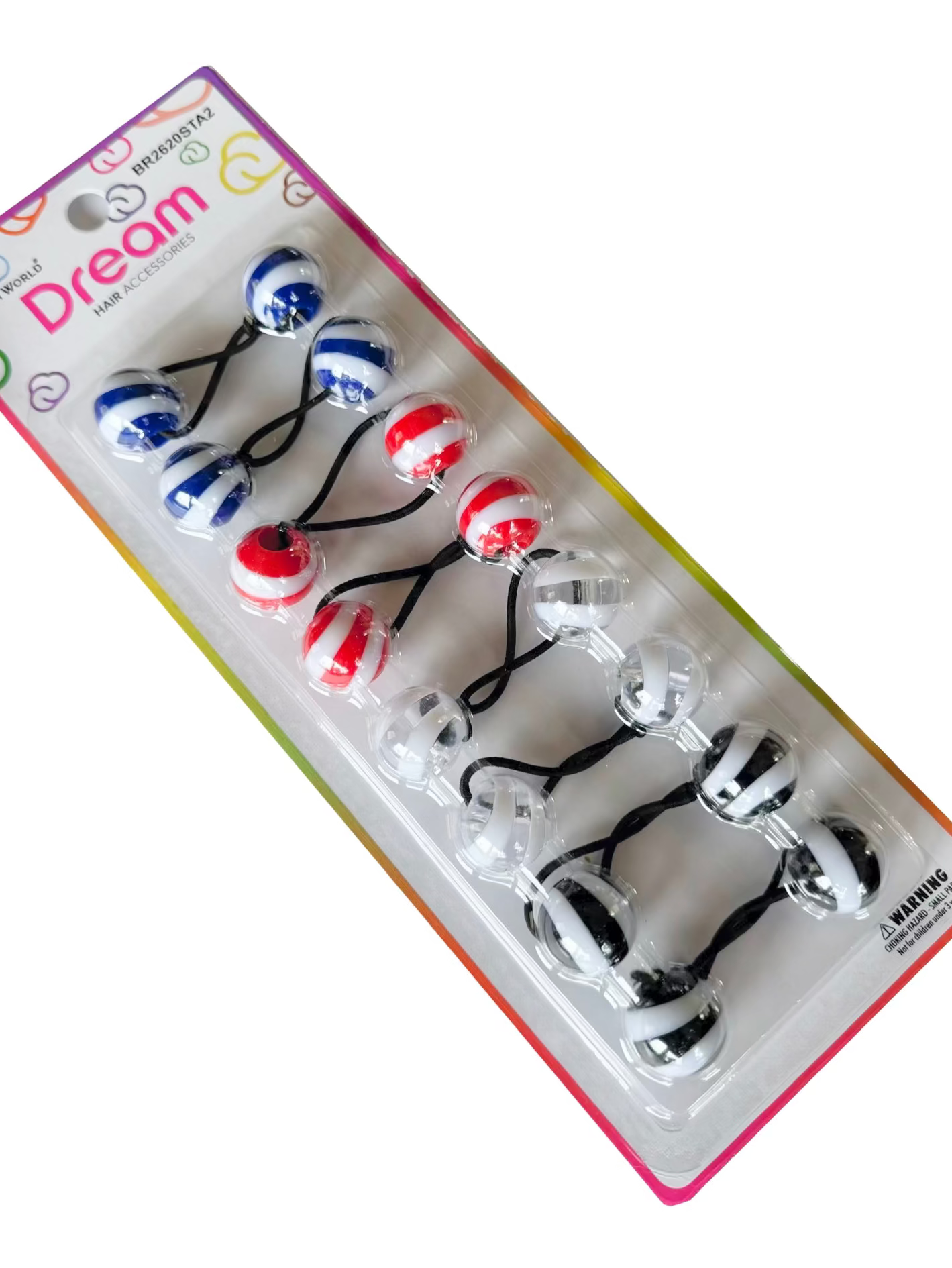 Striped Red White Blue Black 20mm Hair Ballies
