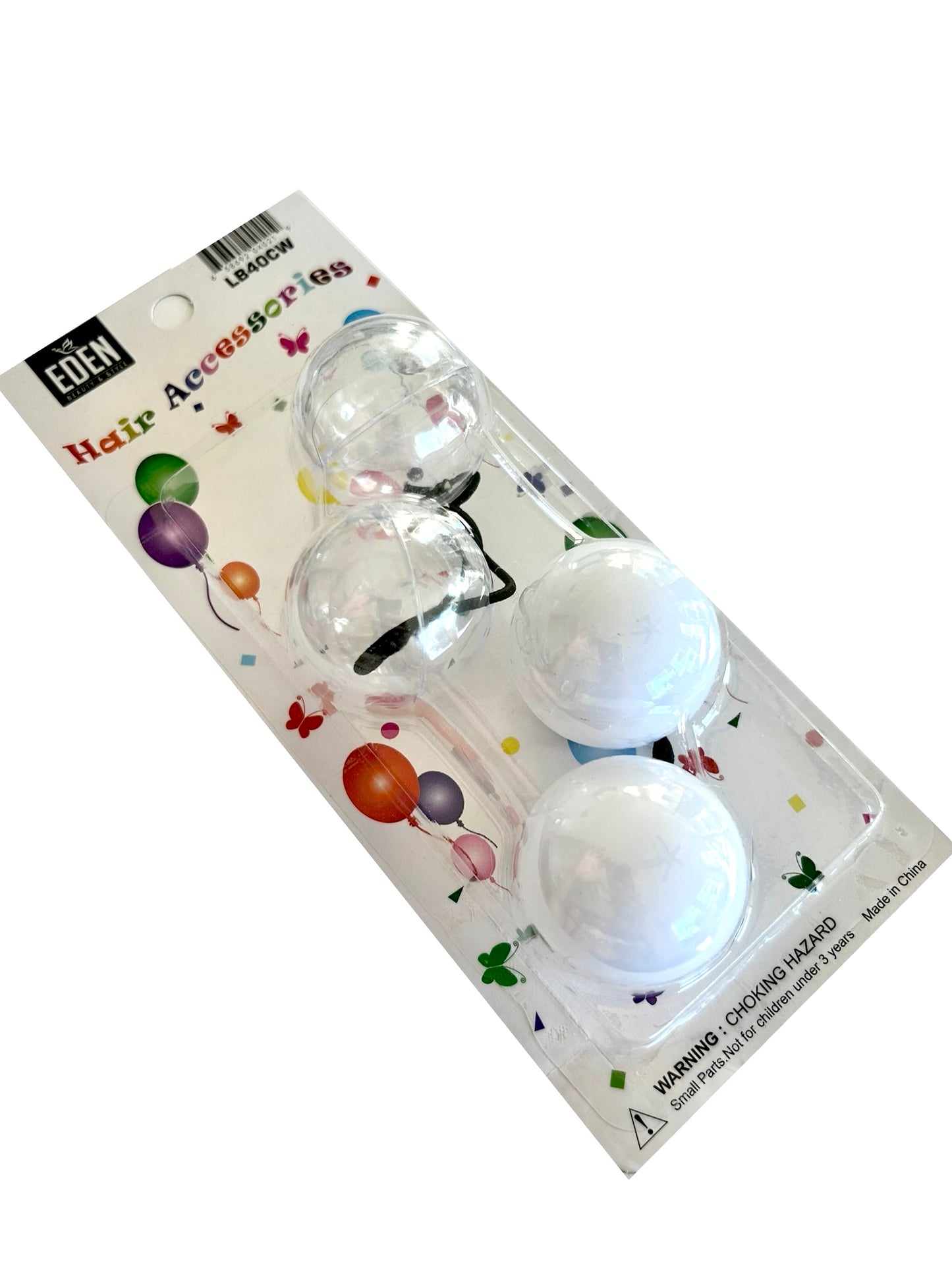 Clear White 40mm Hair Ballies 2 piece