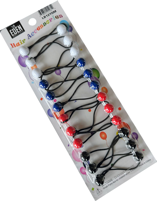 XS Red White Blue Black Hair Ballies - 12 pieces