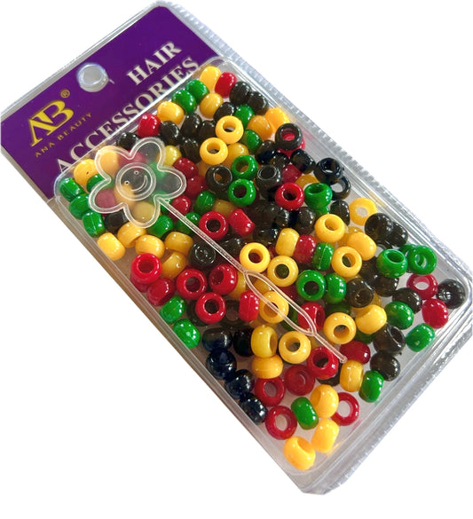 Jamaican Mix Beads- red green yellow black small