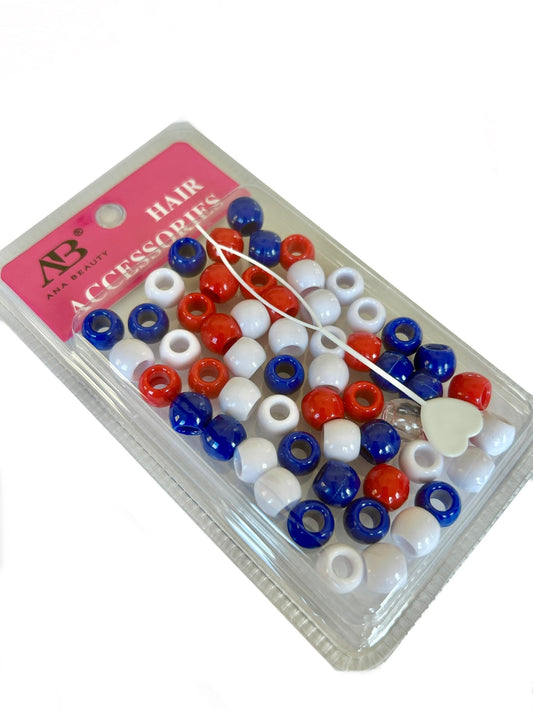 Patriotic Beads - red white blue Medium
