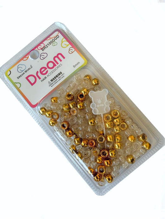 Gold and Gold Glitter Mix Beads- small 8mm