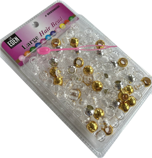 Clear Gold Silver Mix Jumbo Beads- Large Pk