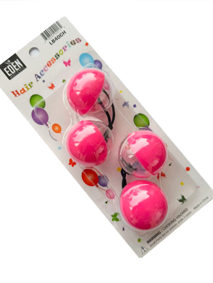 Half Pink Half Clear 40mm Hair Ballies 2 pieces